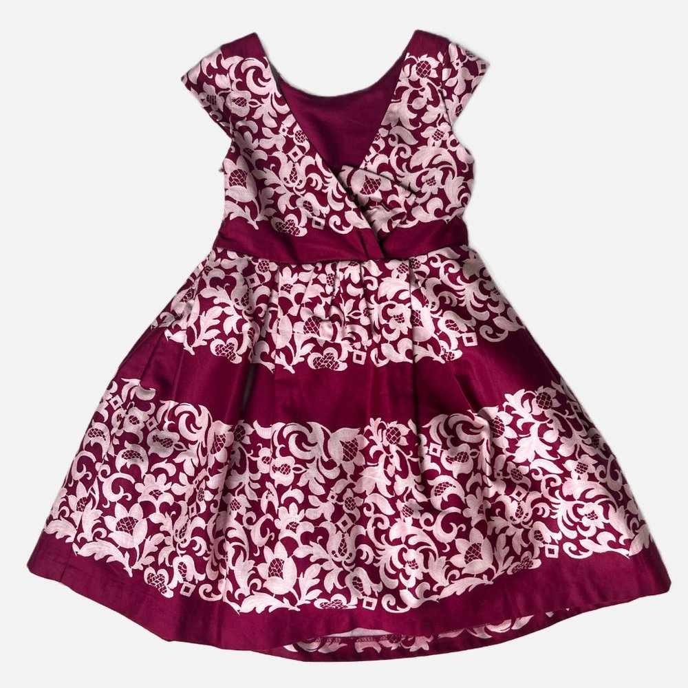 Janie and Jack Special Occasion Dress, Burgundy and Pink, Size 4 - EUC - Picture 2 of 7